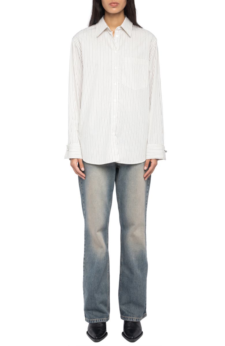 Zadig & Voltaire Morning Pop Logo Stripe Button-Up Shirt, Alternate, color, Judo