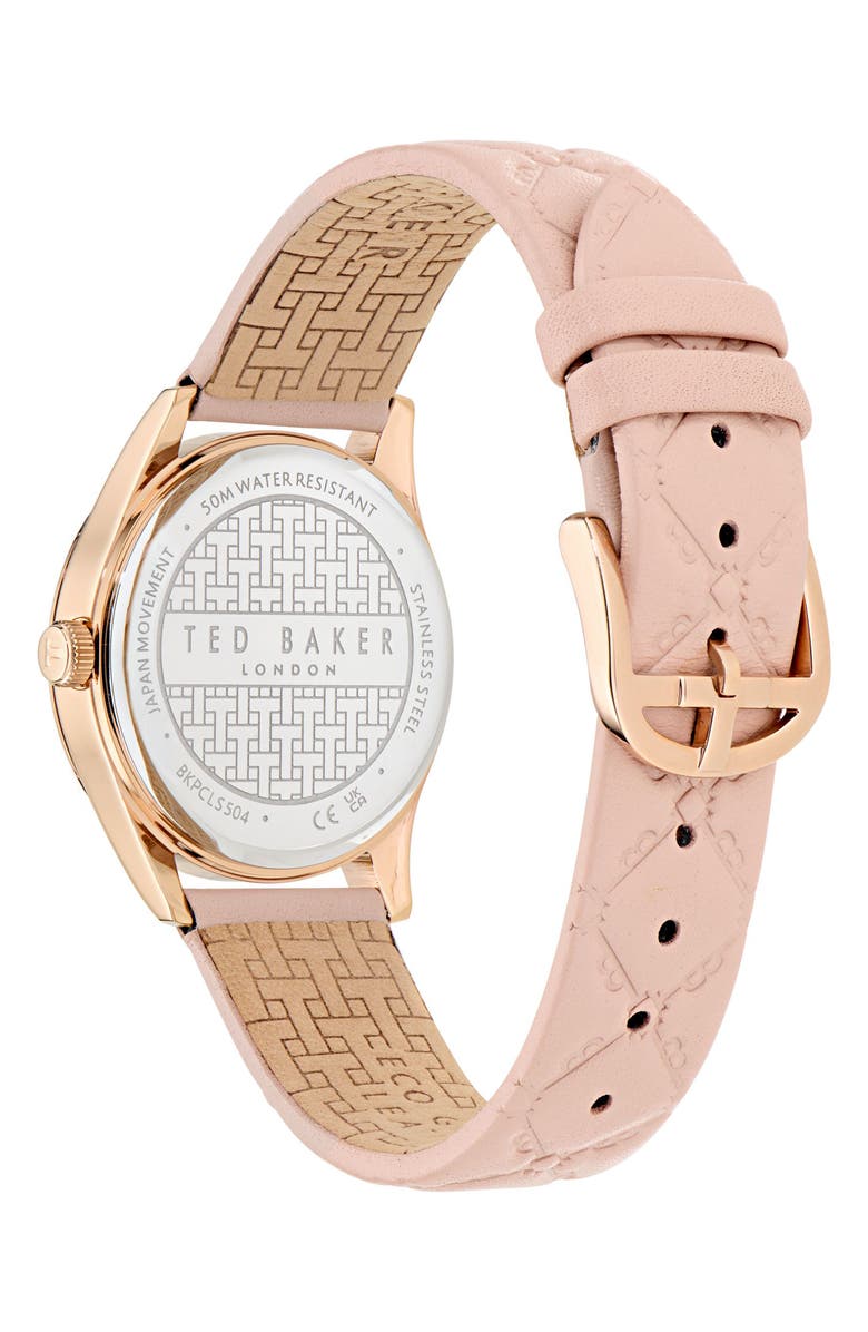 Ted Baker Coolly Leather Strap Watch, 34mm, Alternate, color, Pink