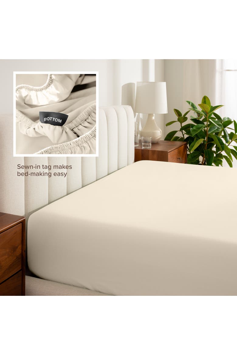 100% Organic Cotton Percale Cooling Fitted Sheet, Alternate, color, Sand