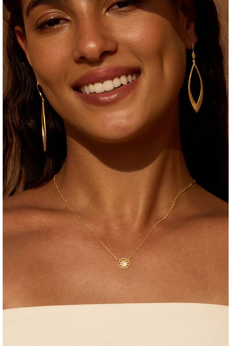 New Day White Topaz Sun Necklace, Alternate, color, Gold