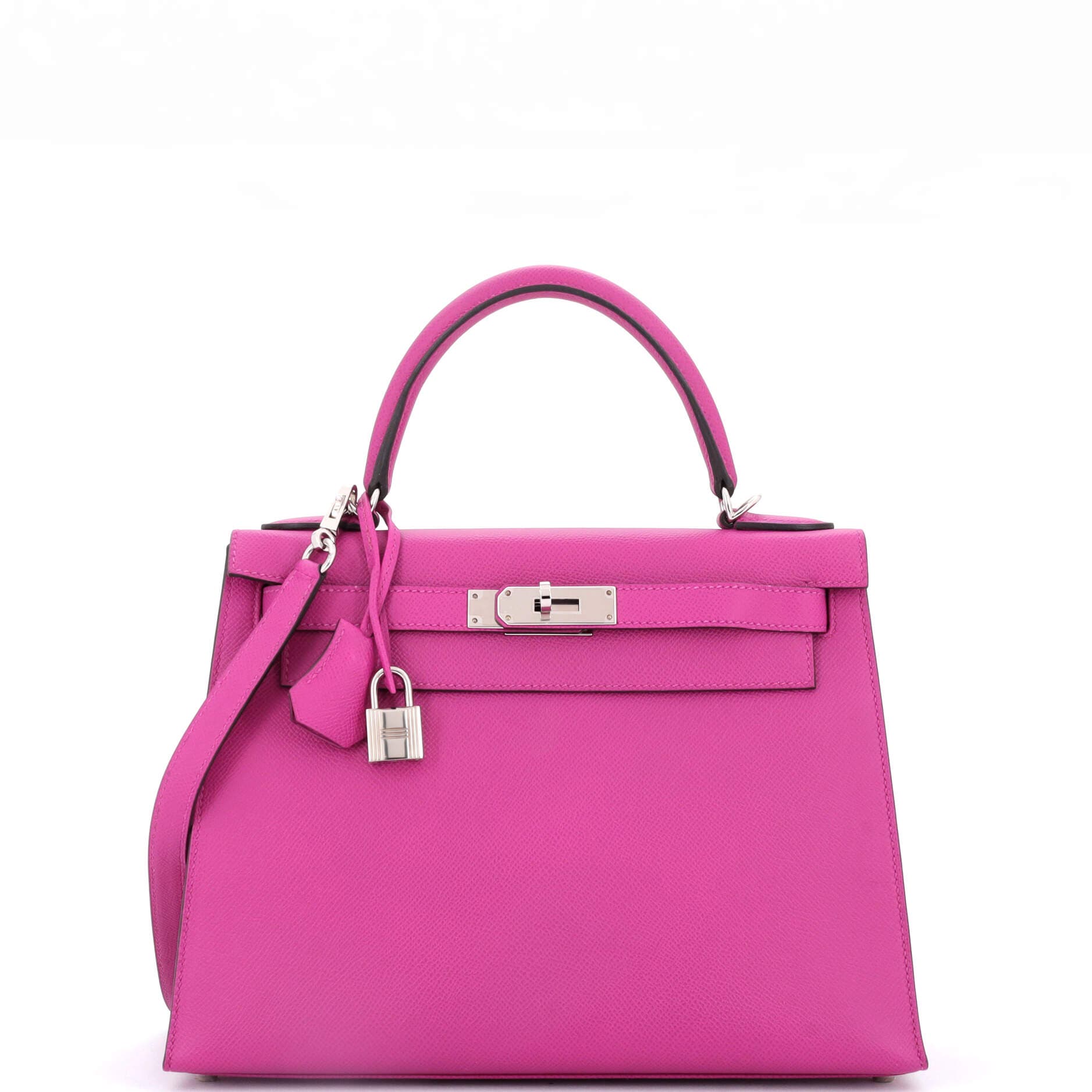 Pre-Owned Hermes Kelly Handbag Pink Epsom with Palladium Hardware 28, Main, color, Rose Pourpre