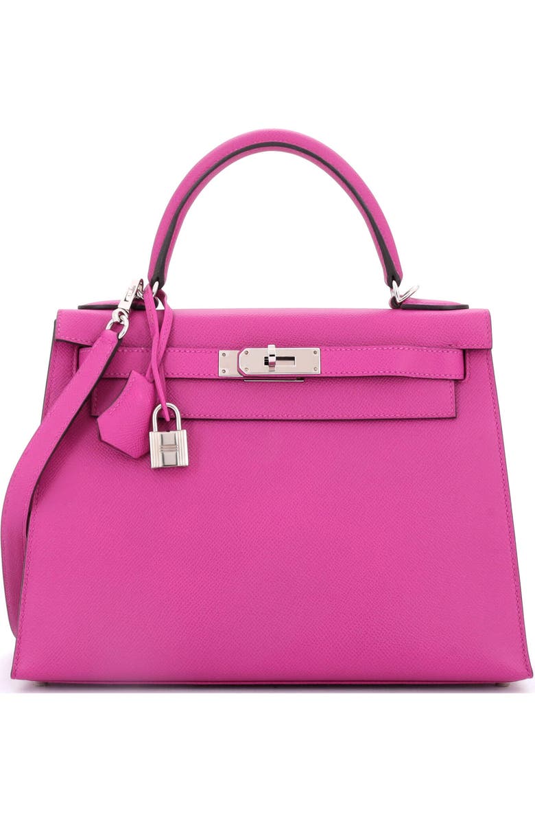 Pre-Owned Hermes Kelly Handbag Pink Epsom with Palladium Hardware 28, Main, color, Rose Pourpre