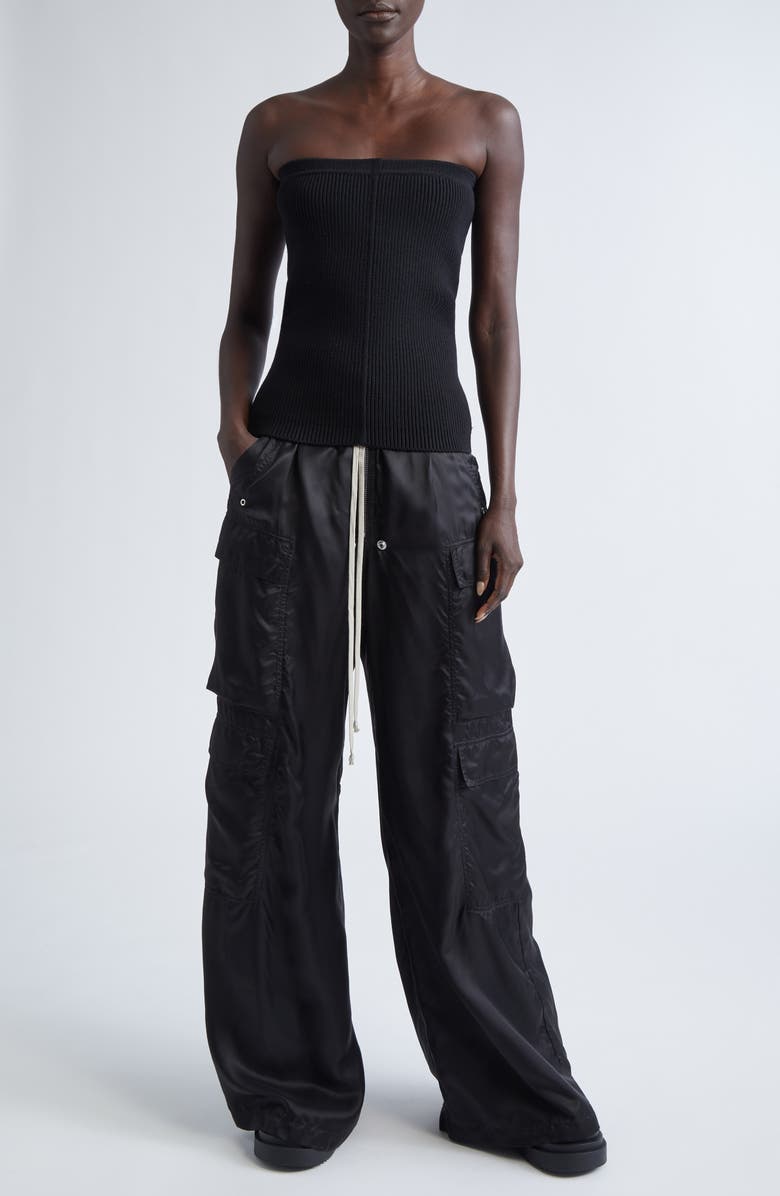 Rick Owens Rib Virgin Wool Blend Tube Top, Alternate, color, Black