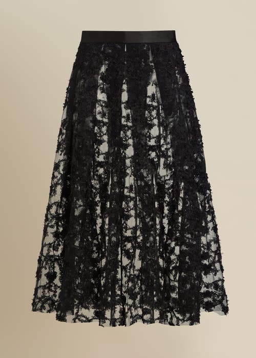 Contessa Mills Raven Lace Satin-trim Skirt In Black