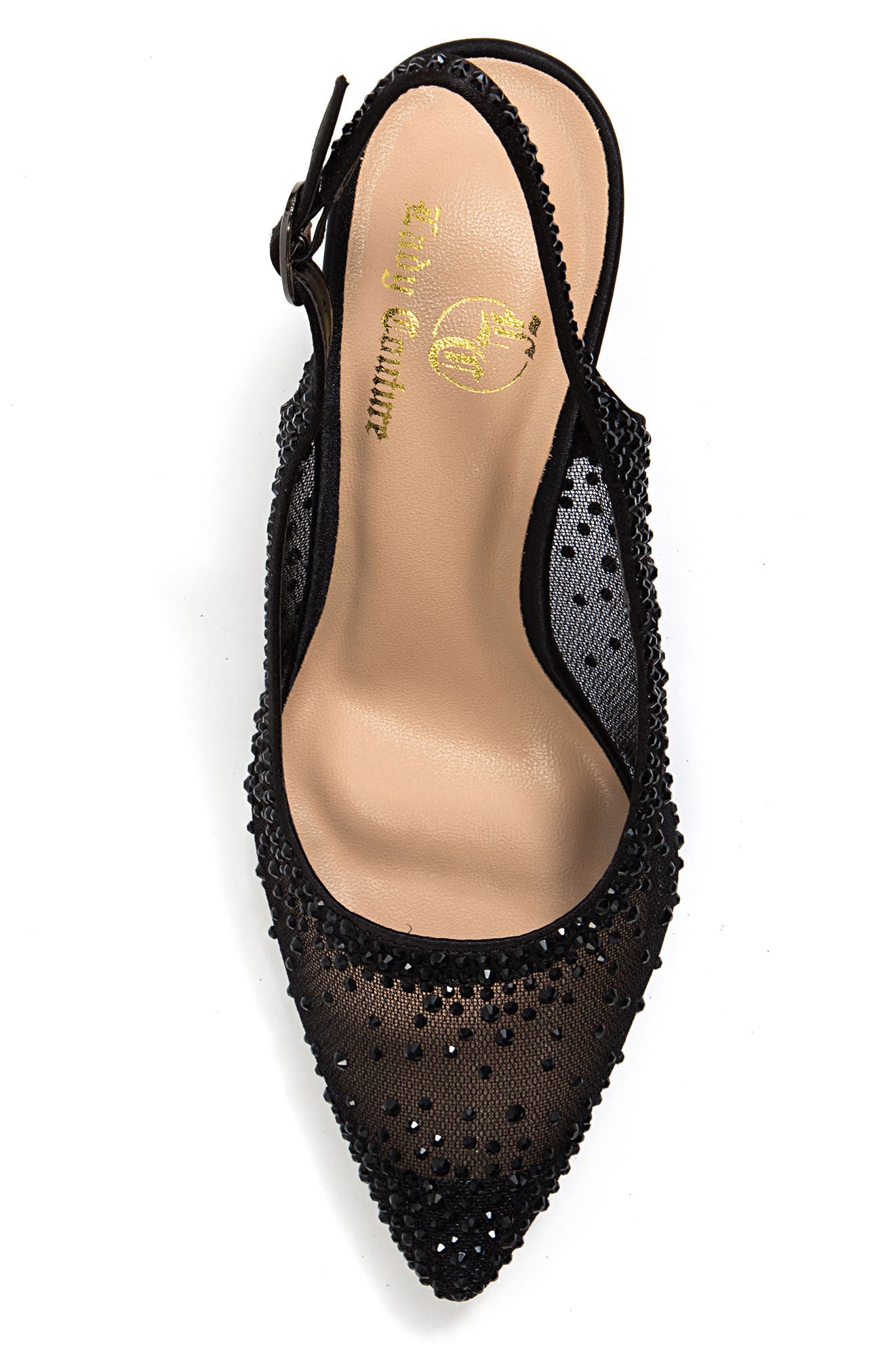 LADY COUTURE Lola Embellished Pointed Toe Slingback Pump, Alternate, color, Black