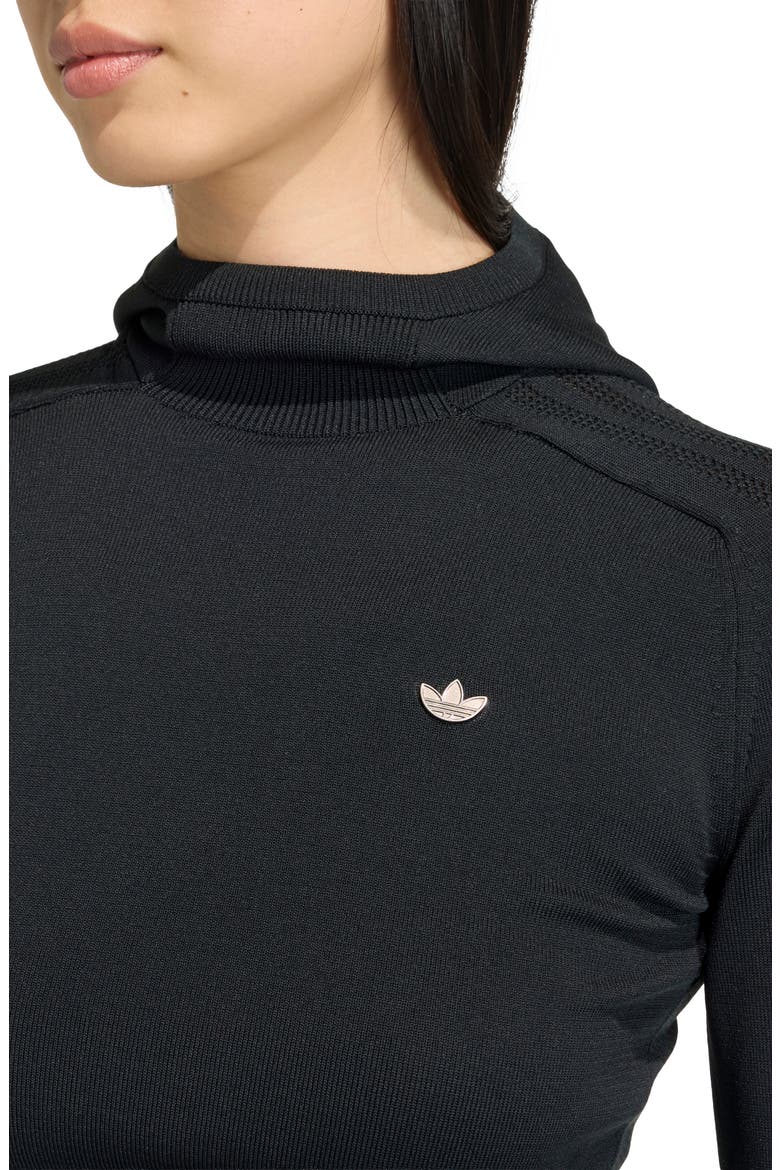 Hooded Logo Knit Sweater, Alternate, color, BLACK