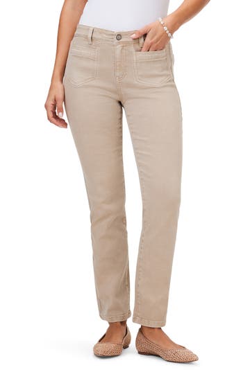 Nic + Zoe Mid Rise Straight Pocket Jeans In Beige In Brown