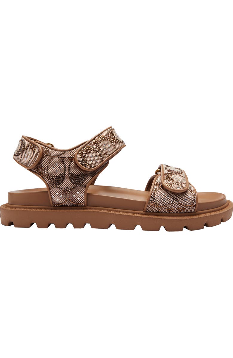 COACH Brynn Crystal Signature Canvas Sandal, Alternate, color, Tan