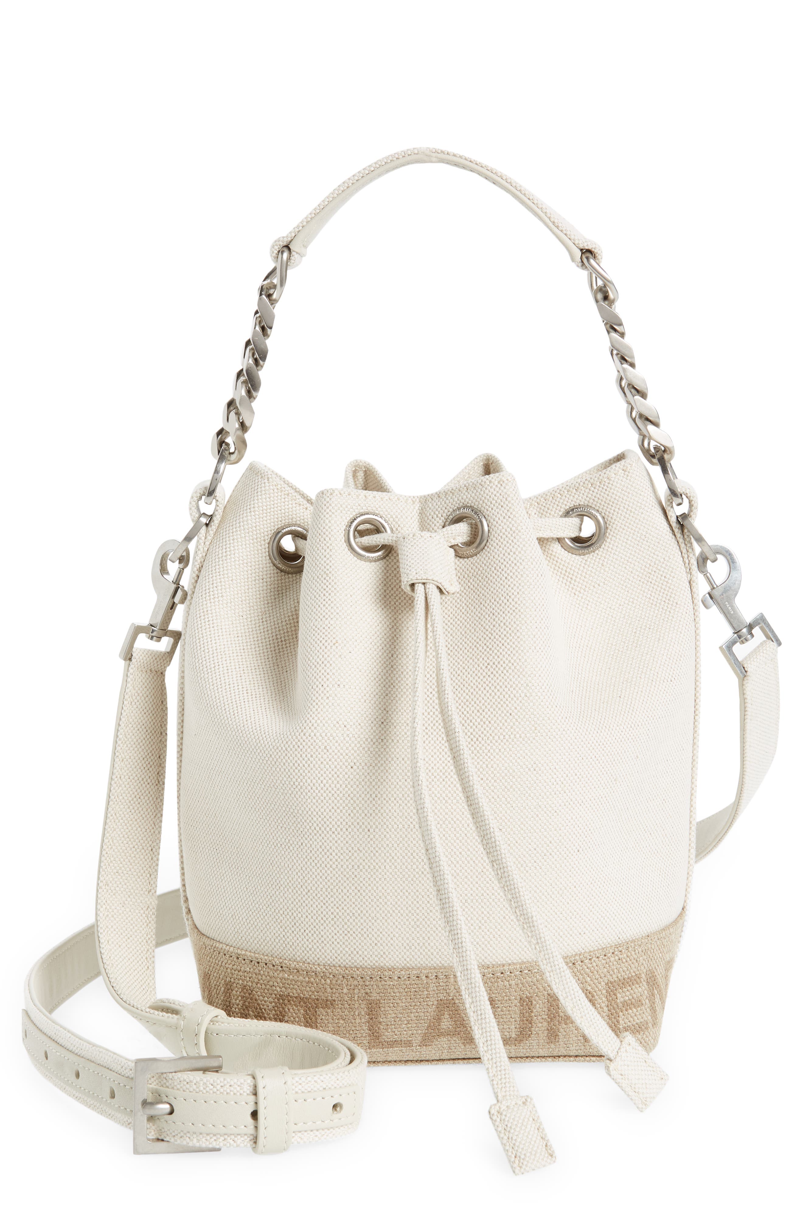 Mini Rive Gauche Canvas Bucket Bag, Main, color, GRIGIO MULTICOLOR