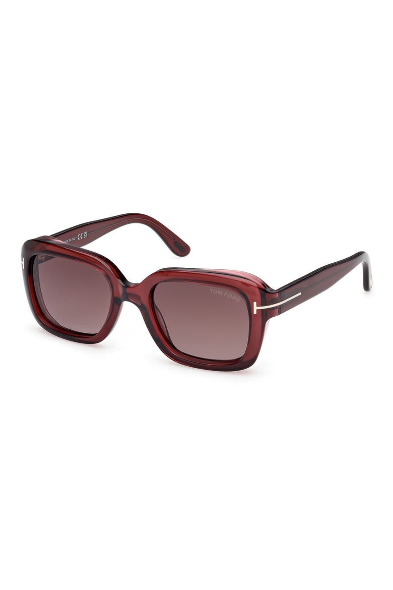 Natalia 52mm Square Sunglasses, Alternate, color, SHINY WINE/ BURGUNDY LENSES