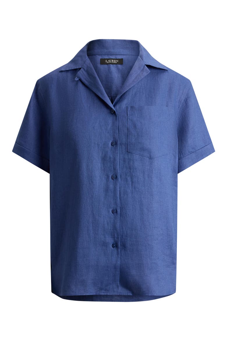Tissue Linen Button-Up Camp Shirt, Alternate, color, INKY PURPLE