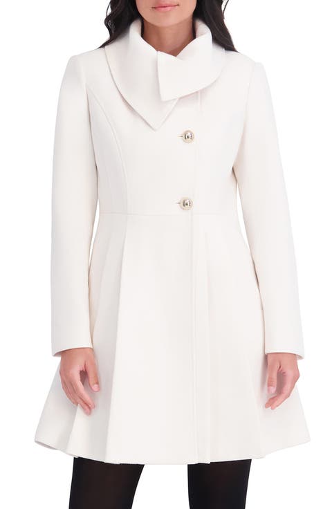 Asymmetric Button-Front Pleated Coat
