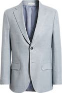 Peter Millar Hartford Classic Fit Light Blue Glen Check Linen & Wool Blend Sport Coat