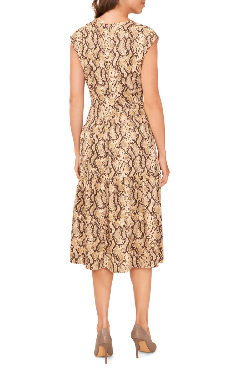 Halogen<sup>®</sup> Snake Print Asymmetric Tiered Midi Dress, Alternate, color, 
