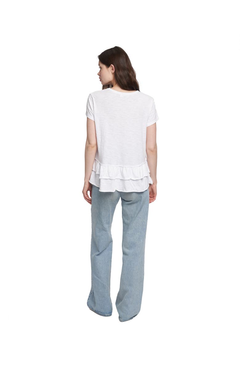 WILT Clothing Short Sleeve Double Tier Mock Hem Crew, Alternate, color, White