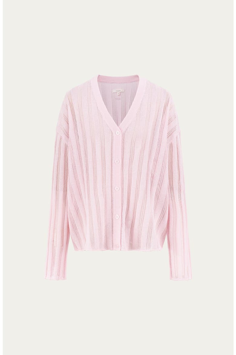 Sumire Open Knit Striped Cardigan, Alternate, color, Light Pink