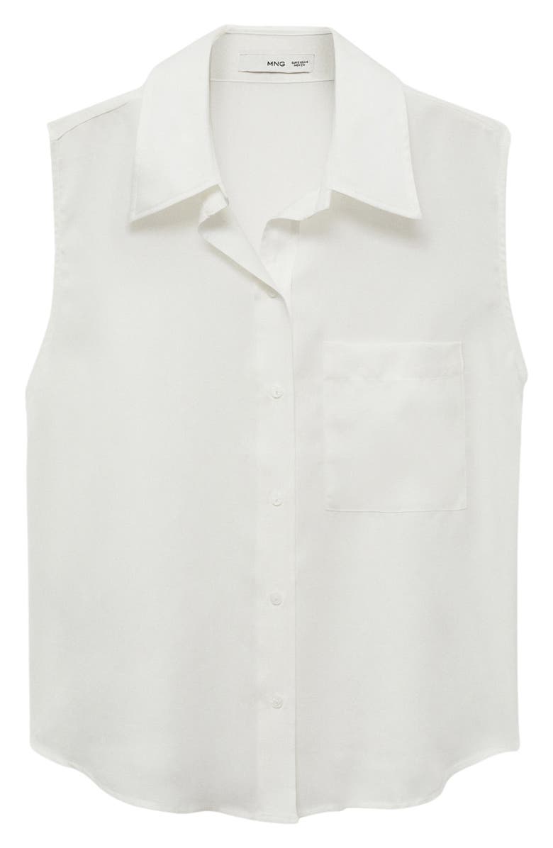 MANGO Sleeveless Button-Up Shirt, Alternate, color, 