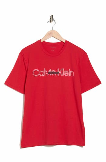Calvin Klein Double Standard Logo Graphic T-shirt In Red