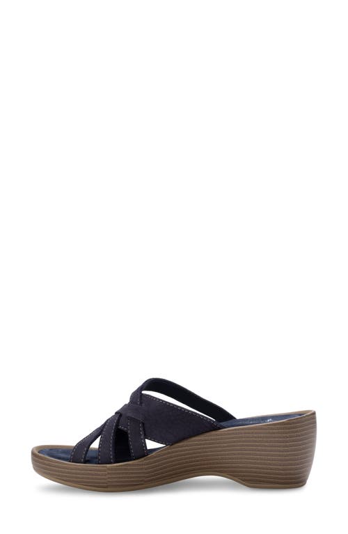 Eastland Poppy Leather Wedge Sandal In Navy