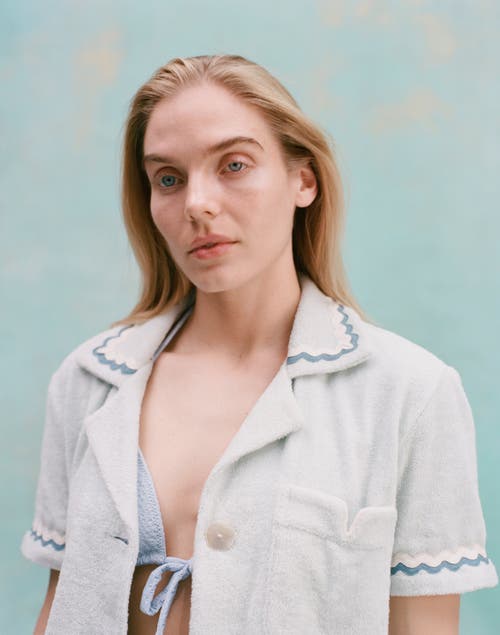 Tombolo 'rick Rack' Cabana ~ Crop Cut In Sky Blue