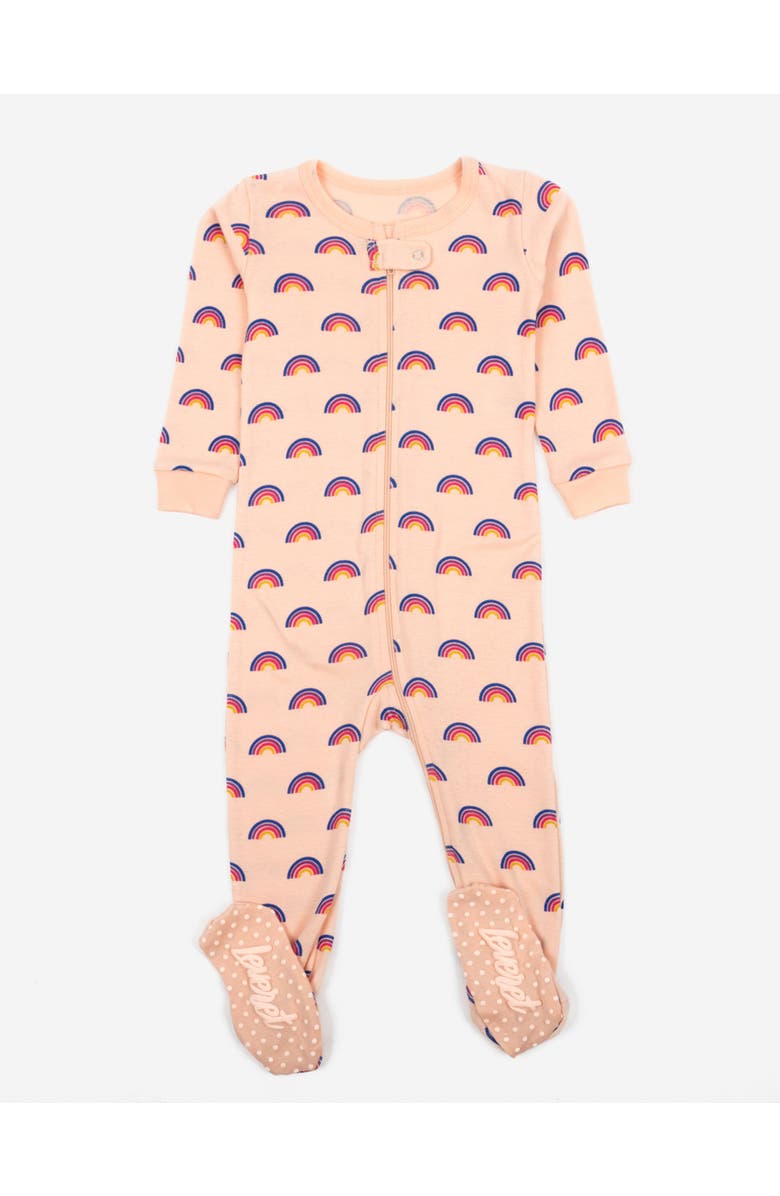 Leveret Footed Printed Cotton Matching Family Pajamas, Coordinated Prints, Main, color, Pink Rainbow