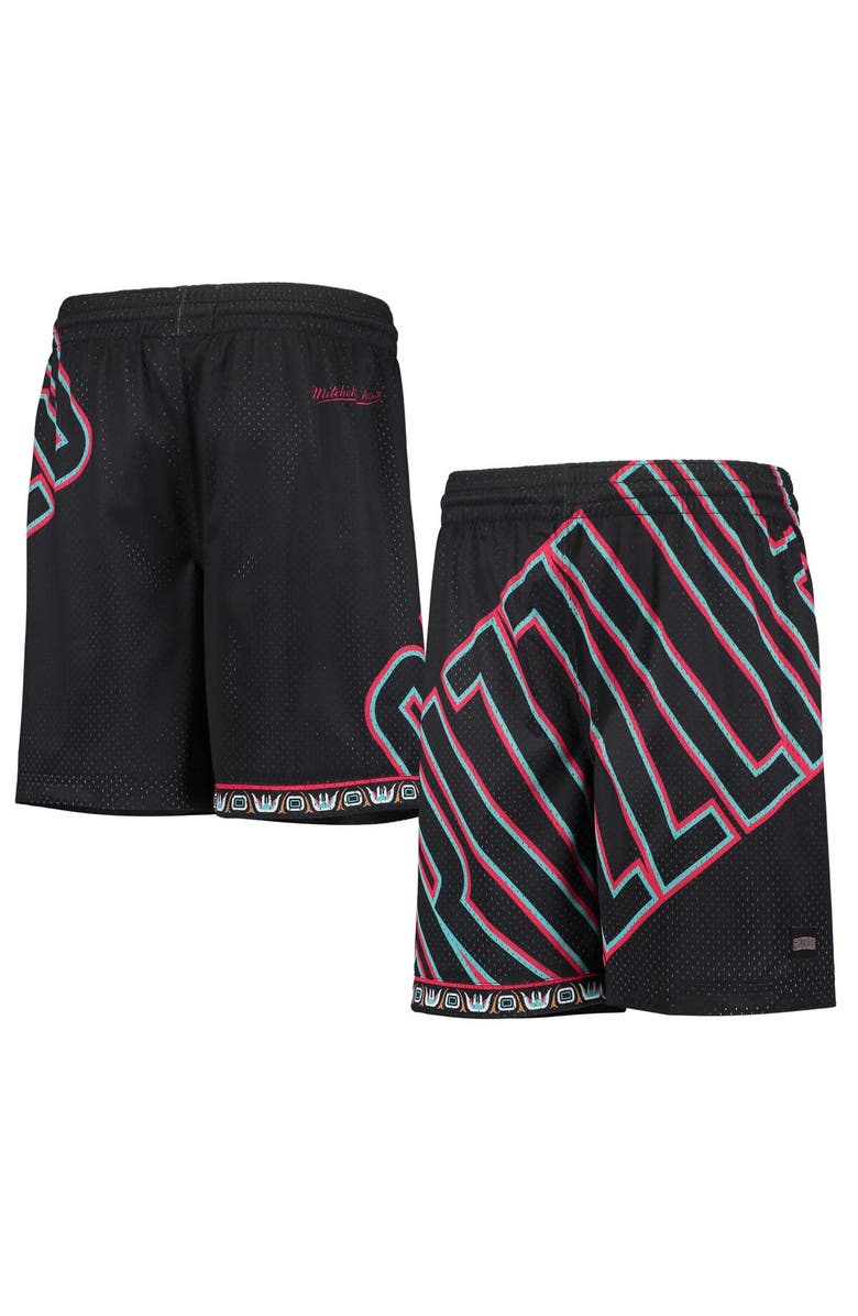 Mitchell & Ness Youth Black Vancouver Grizzlies Hardwood Classics Throwback Big Face Mesh Shorts, Main, color,