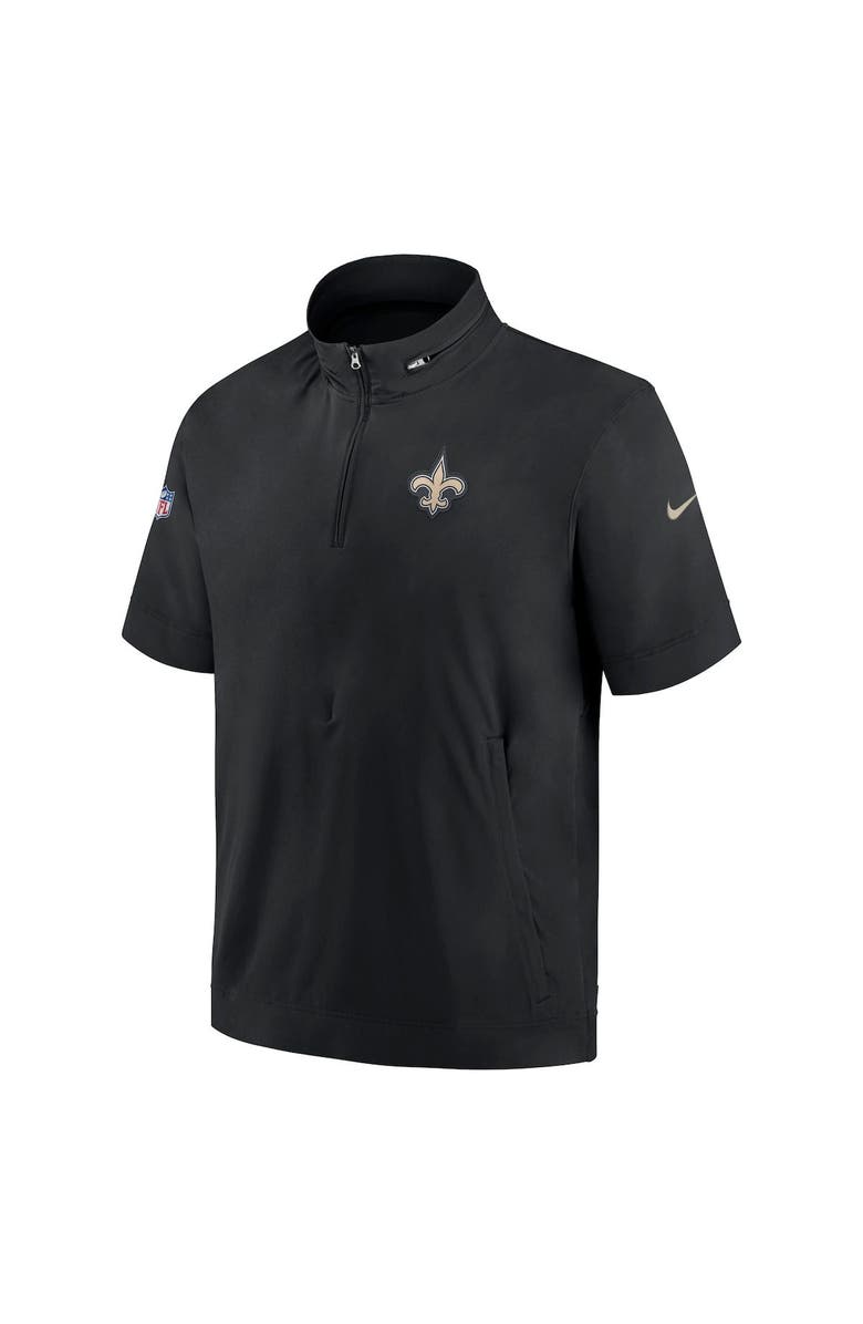 Nike Men's Nike  Black New Orleans Saints Sideline Coach Short Sleeve Hoodie Quarter-Zip Jacket, Alternate, color, Black