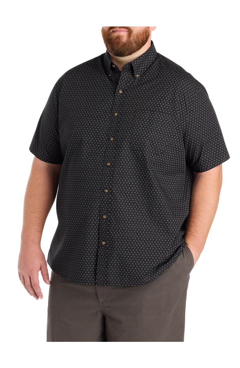 Harbor Bay by DXL Big & Tall Easy-Care Paisley Print Sport Shirt, Main, color, Black