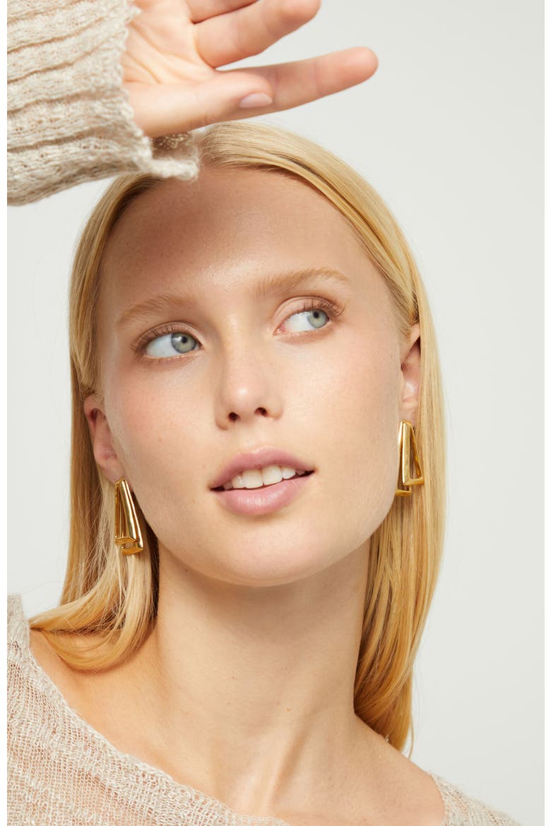 Gold-tone Open Triangle Stud Earrings, Alternate, color, Gold