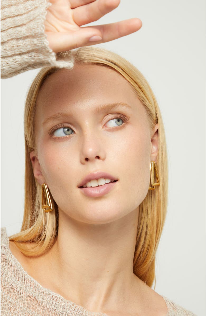 UNODE50 Gold-tone Open Triangle Stud Earrings, Alternate, color, Gold