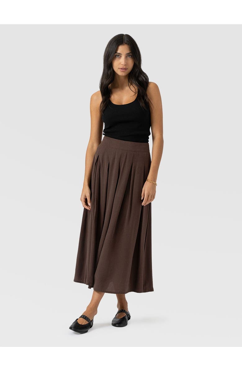 Saint + Sofia Eliza Pleated Skirt, Main, color, Brown