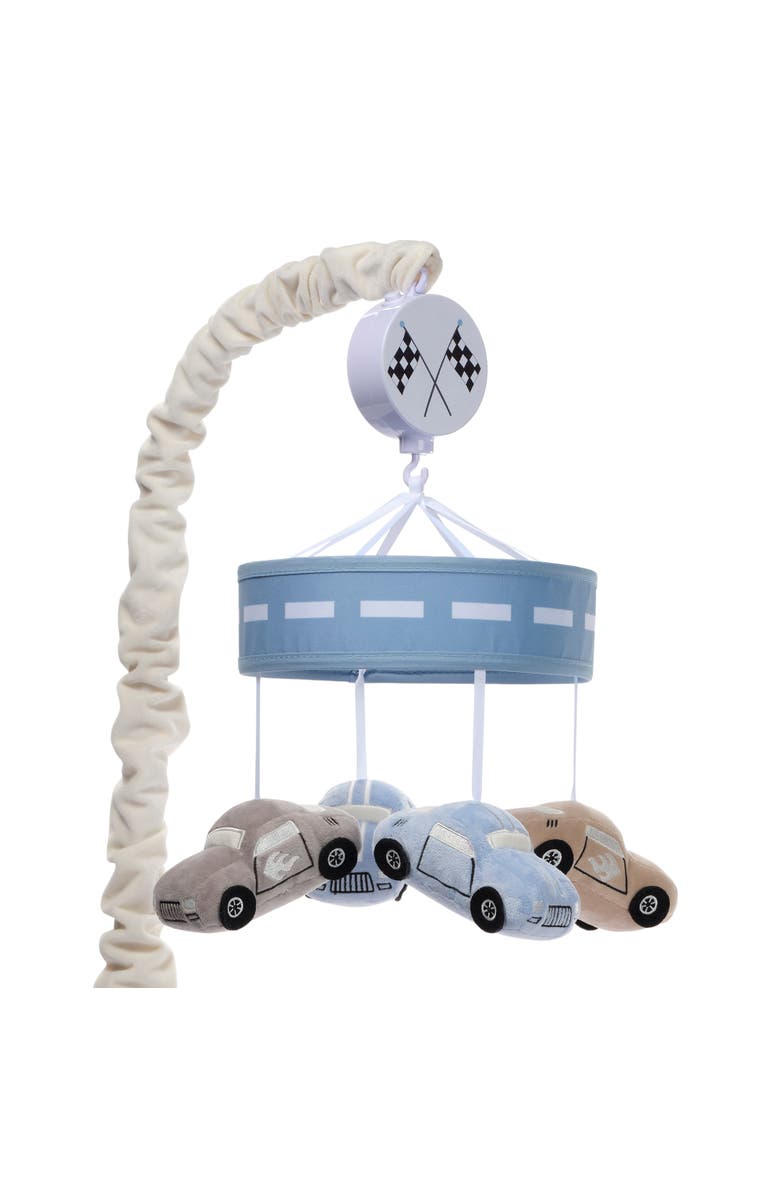 Lambs & Ivy Little Racer Musical Car/Transportation Baby Crib Mobile Soother Toy, Main, color, Blue