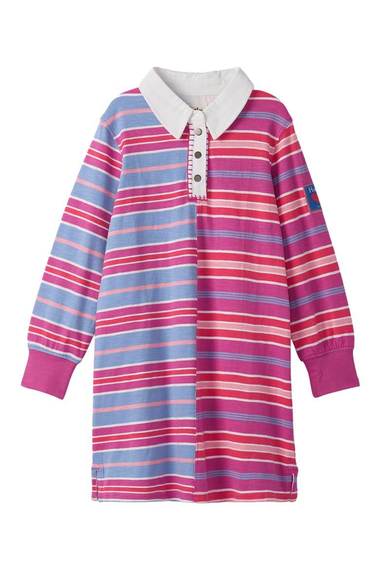 Kids' Colorblock Stripe Long Sleeve Cotton Dress, Main, color, RASPBERRY ROSE