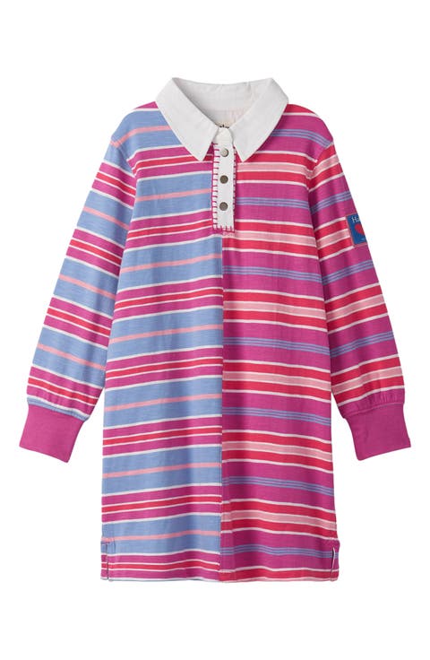 Kids' Colorblock Stripe Long Sleeve Cotton Dress (Little Kid & Big Kid)