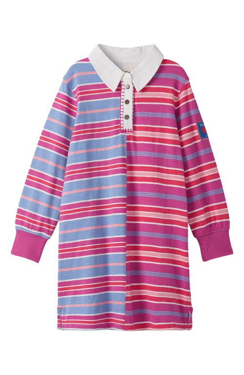 Hatley Kids' Colorblock Stripe Long Sleeve Cotton Dress In Pink
