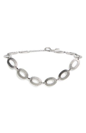 Vince Camuto Hammered Oval Chain Belt In Silver