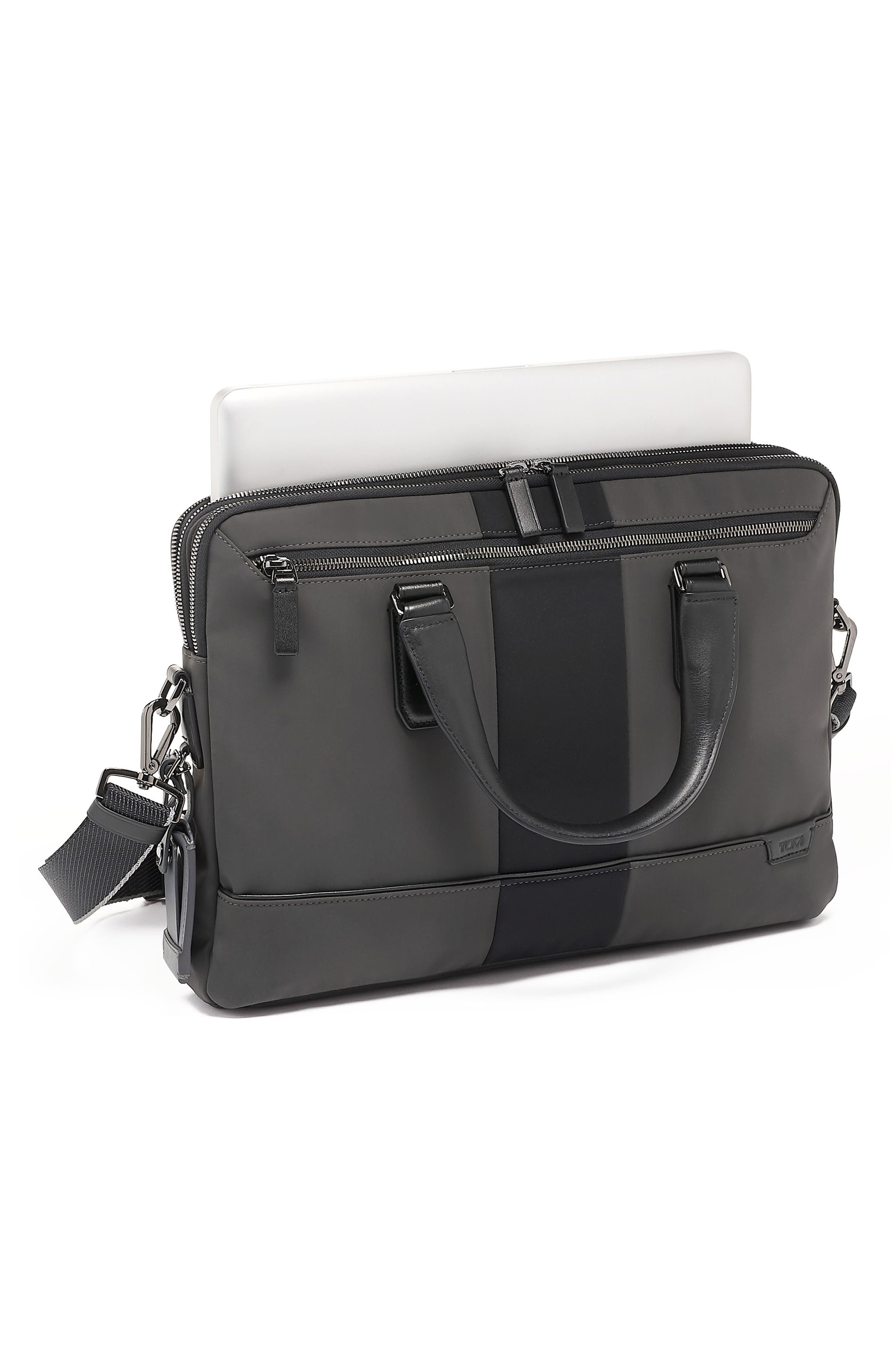 Sycamore Slim Nylon Briefcase, Alternate, color, GREY/ BLACK STRIPE
