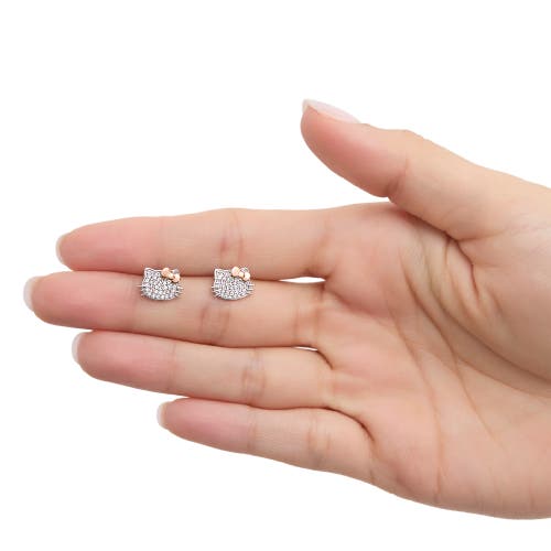 Hello Kitty White Sapphire Stud Earrings In Metallic