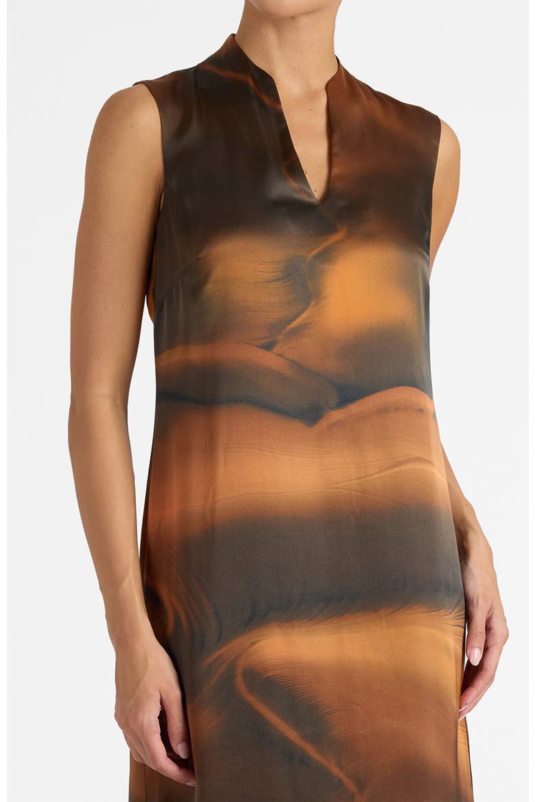 Nicole Sleeveless Midi Shift Dress in Printed Silk Charmeuse, Alternate, color, BLACK HAZELWOOD