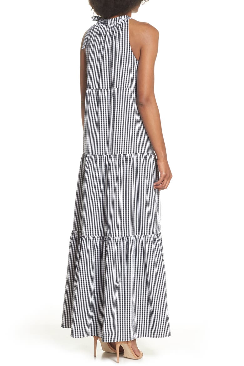 Gingham Check Maxi Dress, Alternate, color, BLACK/ WHITE