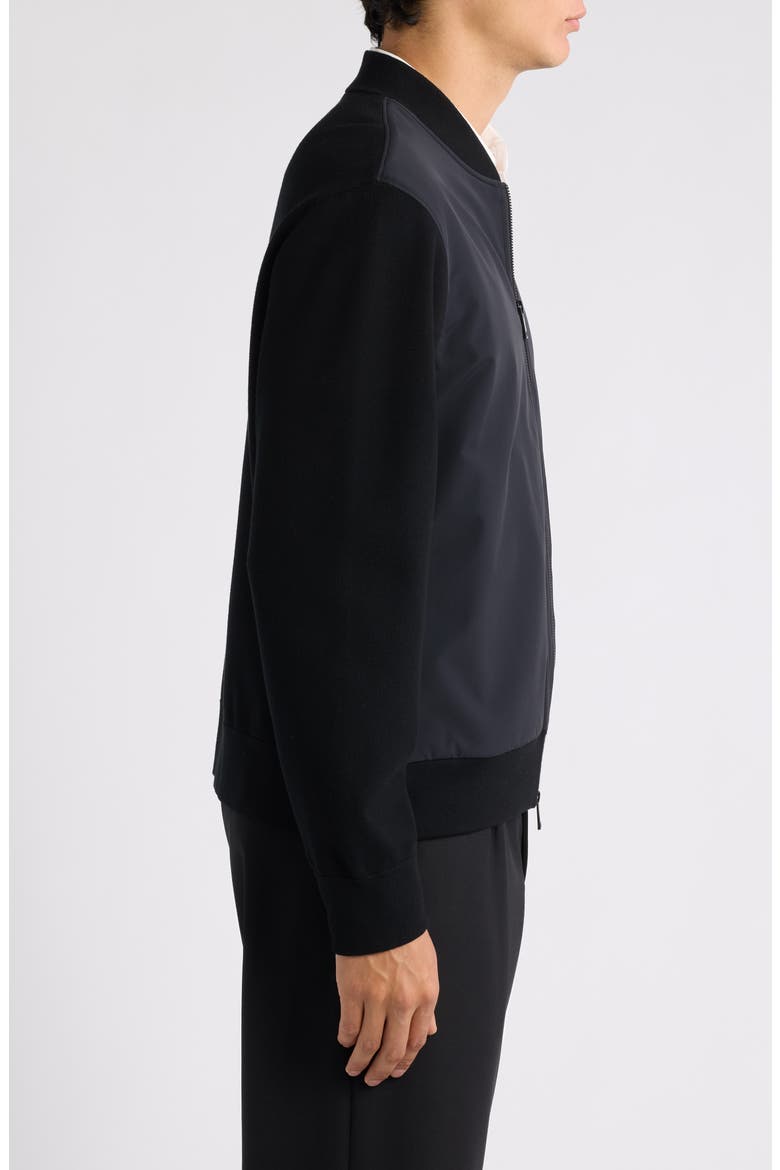 Mixed Media Sweater Bomber Jacket, Alternate, color, BLACK - 001