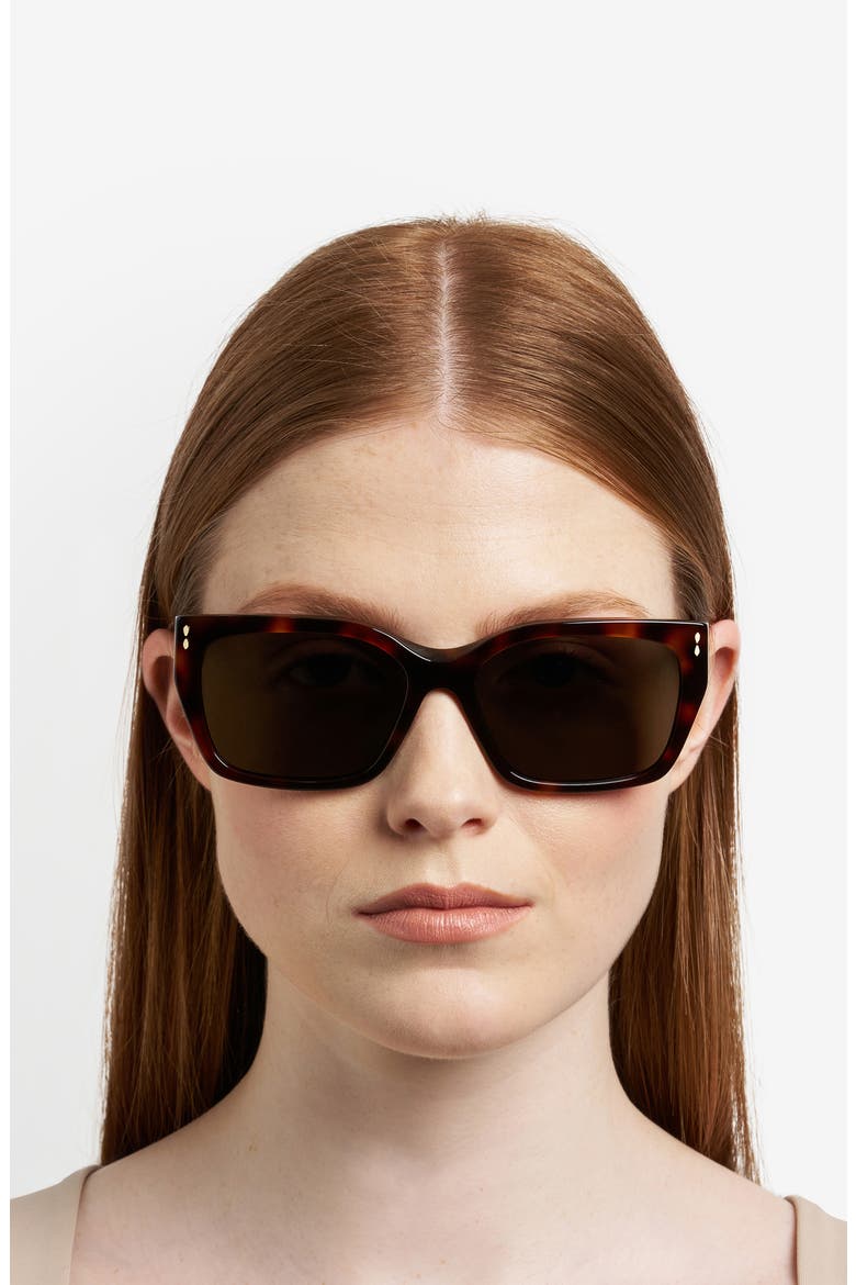 58mm Rectangular Sunglasses, Alternate, color, BROWN HAVANA