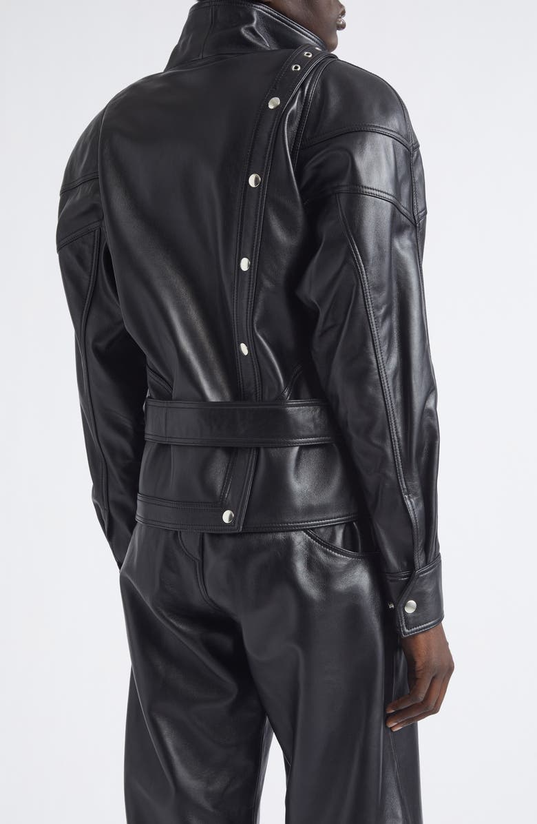Vaquera Bombshell Belted Leather Jacket, Alternate, color, Black