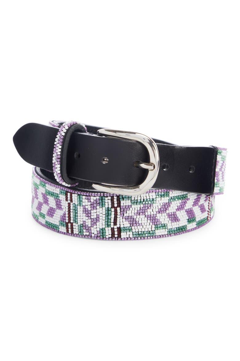 Betsy Beaded Leather Belt, Main, color, LILAC