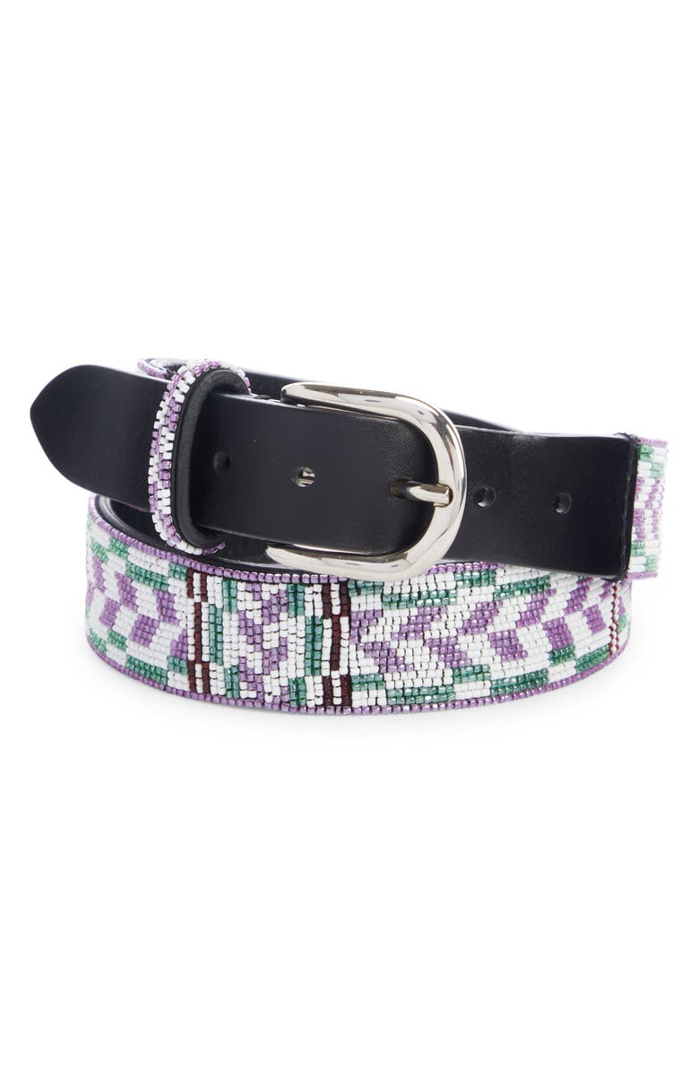 Isabel Marant Betsy Beaded Leather Belt, Main, color, 