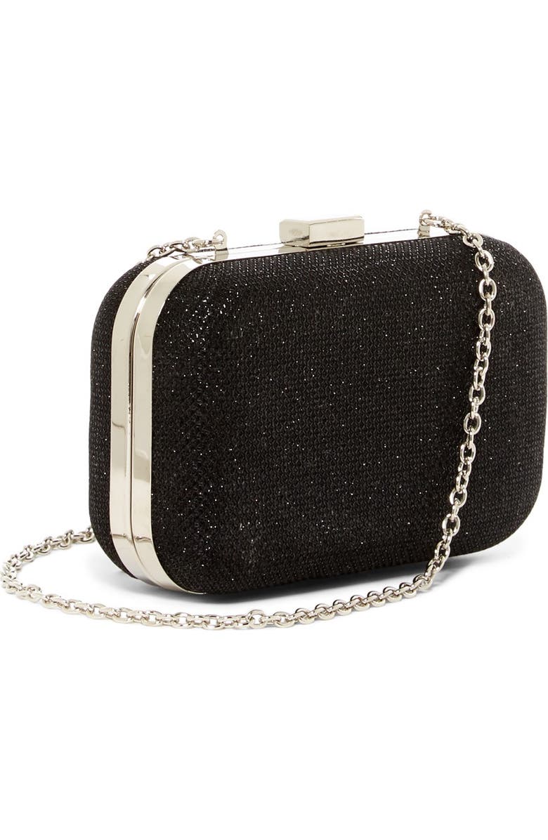 Jessica McClintock Metallic Lurex Hard Case Clutch, Alternate, color,