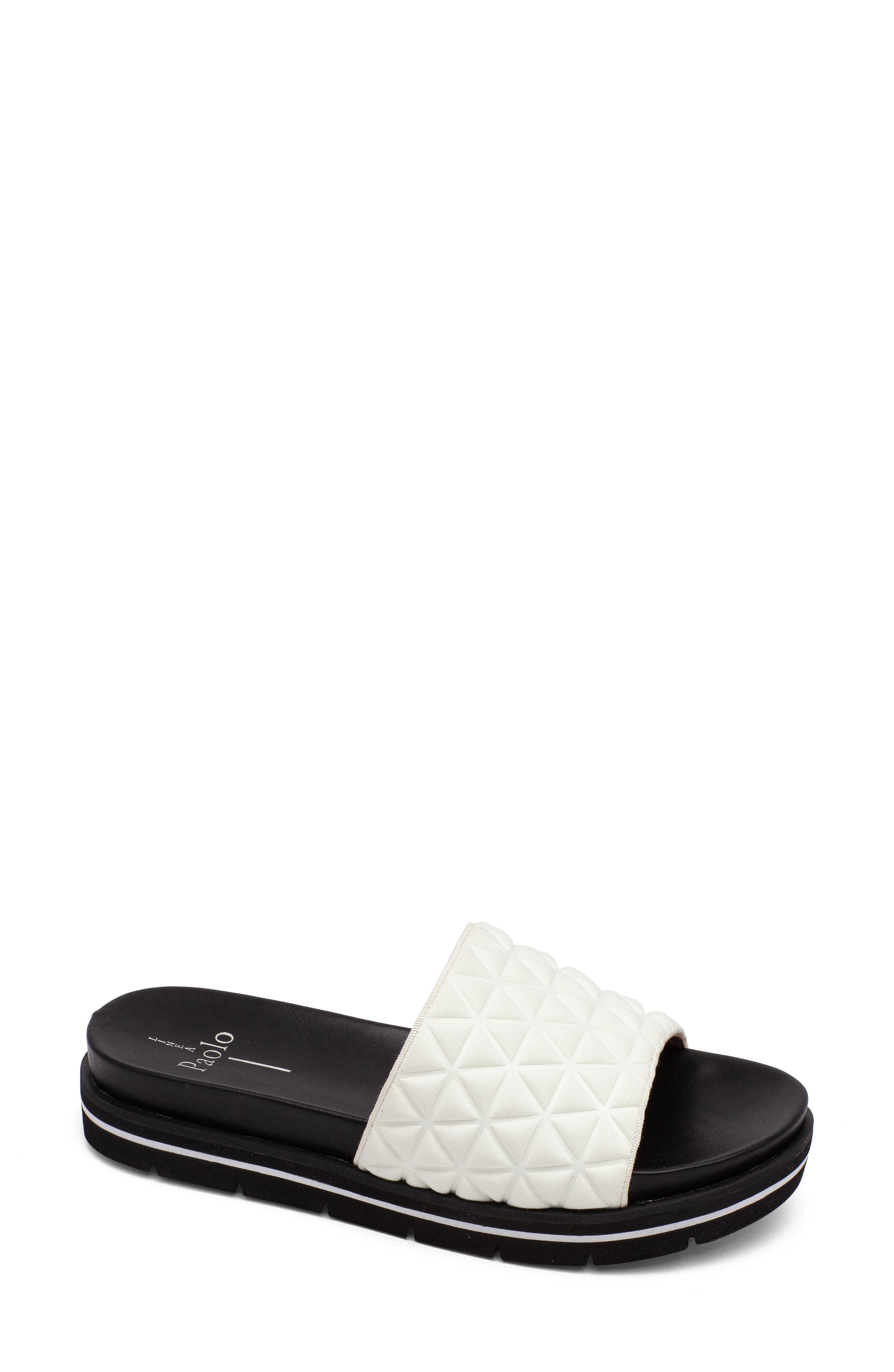 Linea Paolo Leah Slide Sandal, Main, color, White Fabric