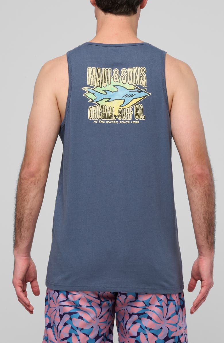 Maui & Sons Biting Edge Graphic Tank, Alternate, color, Indigo