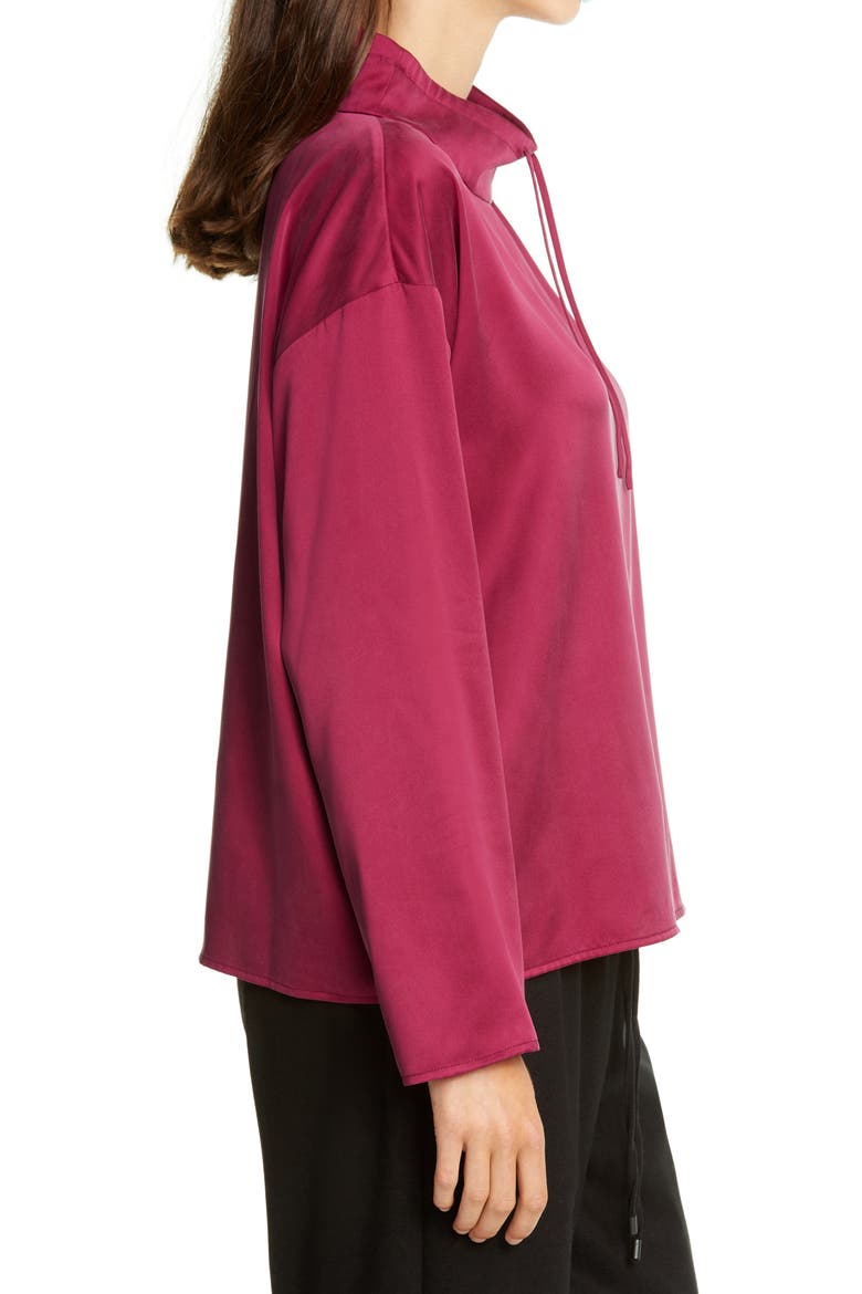 Drawstring Silk Top, Alternate, color, HIBISCUS