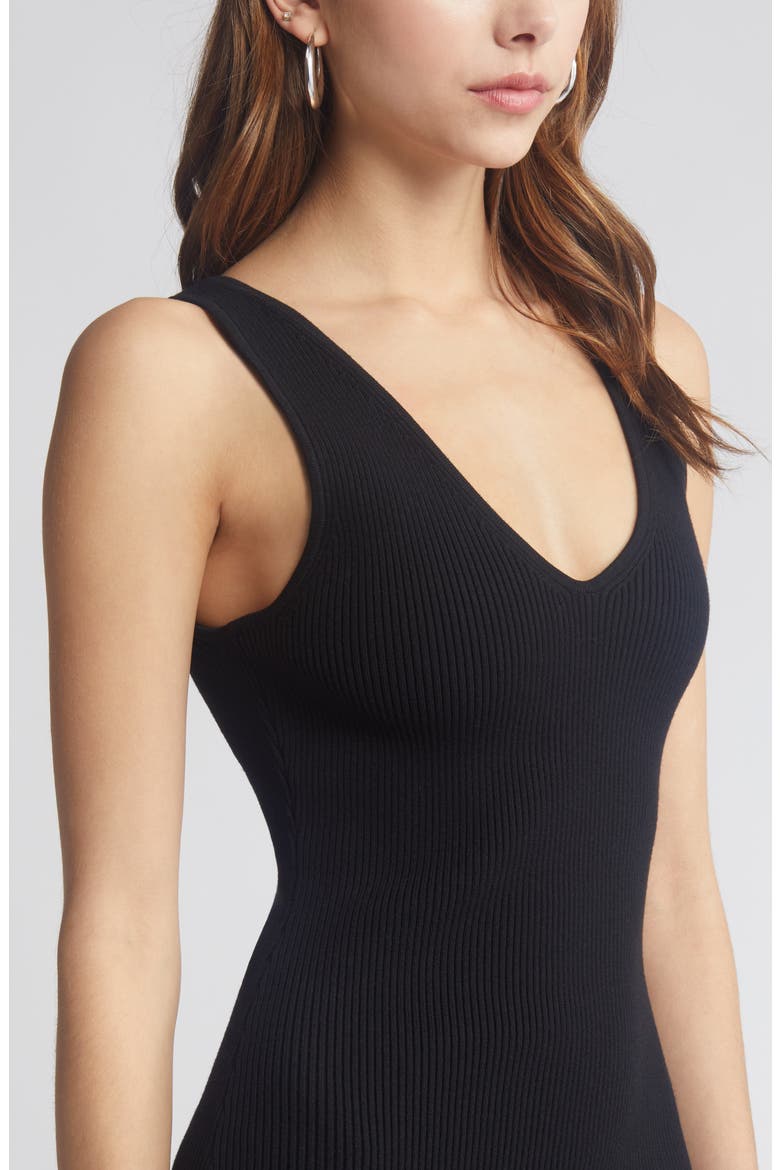 Luxe Sculpt Sleeveless Midi Dress, Alternate, color, BLACK